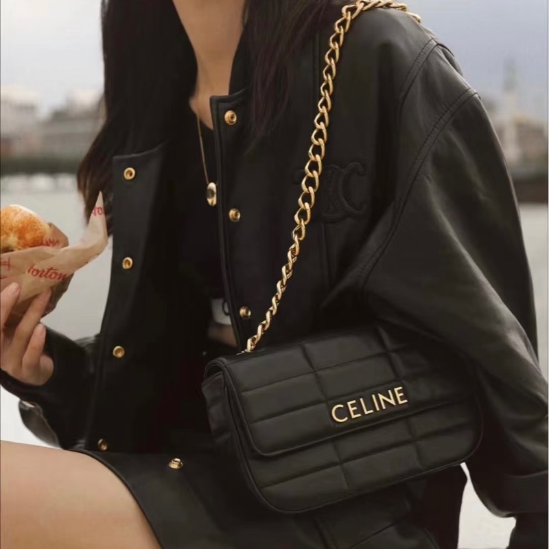 CELINE黑金牛皮MATELASSE MONOCHROME肩背鏈包-1