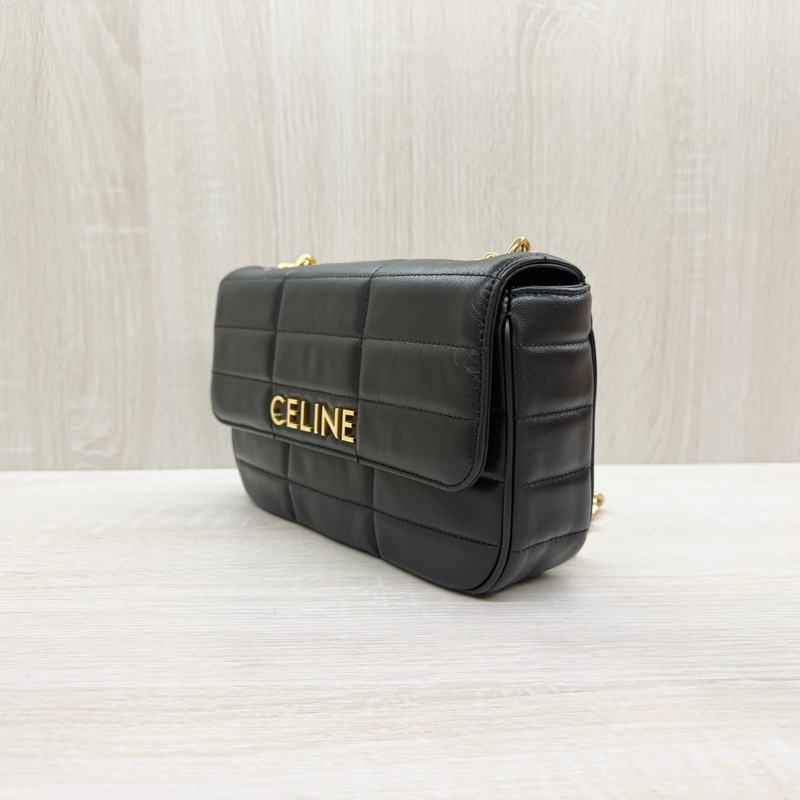 CELINE黑金牛皮MATELASSE MONOCHROME肩背鏈包-4