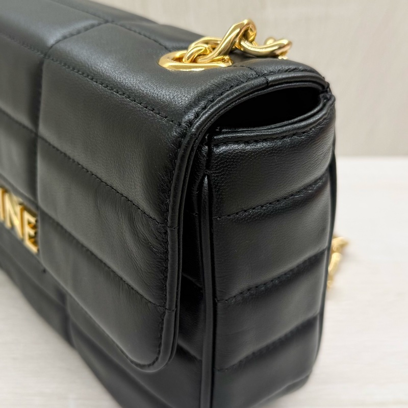 CELINE黑金牛皮MATELASSE MONOCHROME肩背鏈包-9