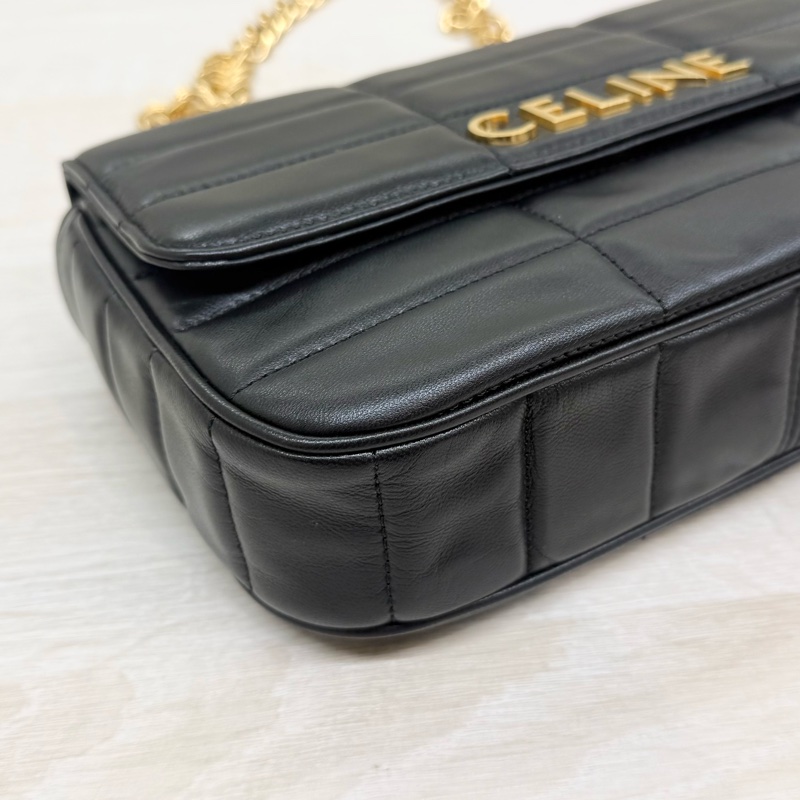 CELINE黑金牛皮MATELASSE MONOCHROME肩背鏈包-11