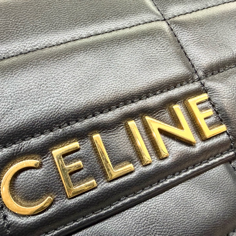 CELINE黑金牛皮MATELASSE MONOCHROME肩背鏈包-12