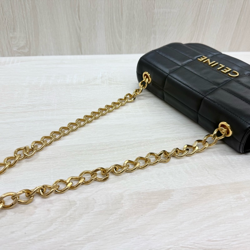 CELINE黑金牛皮MATELASSE MONOCHROME肩背鏈包-13