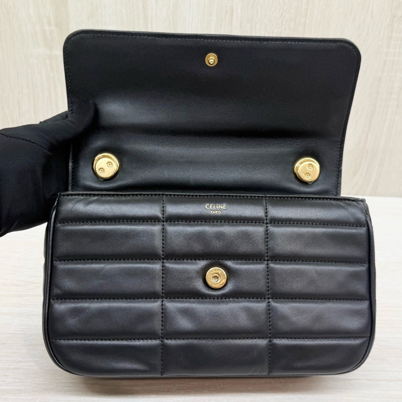 CELINE黑金牛皮MATELASSE MONOCHROME肩背鏈包-15