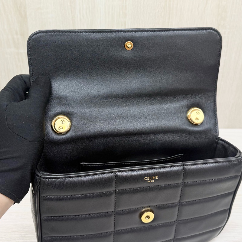 CELINE黑金牛皮MATELASSE MONOCHROME肩背鏈包-16