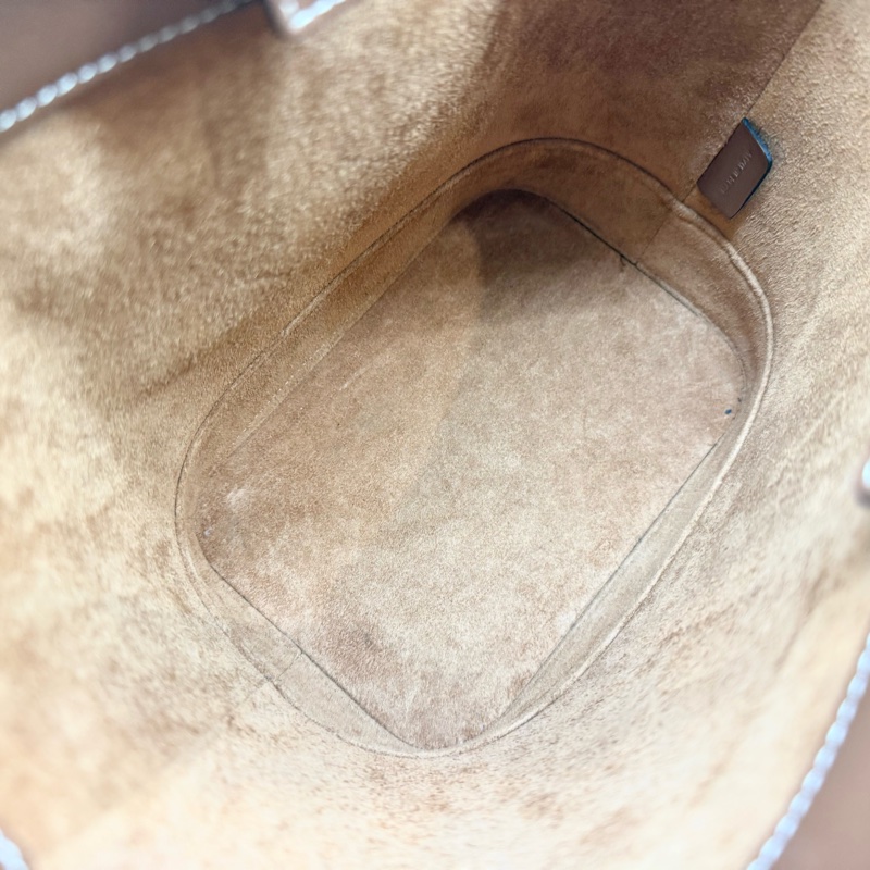 CELINE包包咖啡牛皮凱旋門logo小號水桶包-9