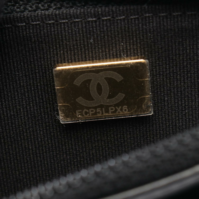 香奈兒 Boy Chanel 絎縫鏈條肩背斜背包 黑色皮革 金色五金 二手-4