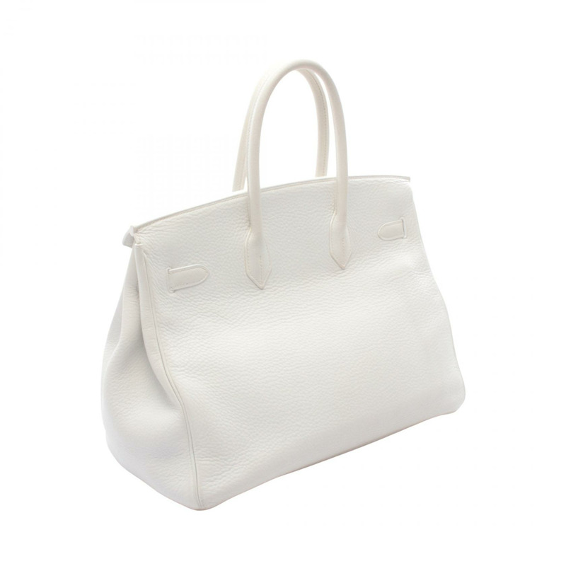 愛馬仕 Birkin 35 手提包，G Taurillon Clemence 皮革，白色，二手，女士，金色五金-1