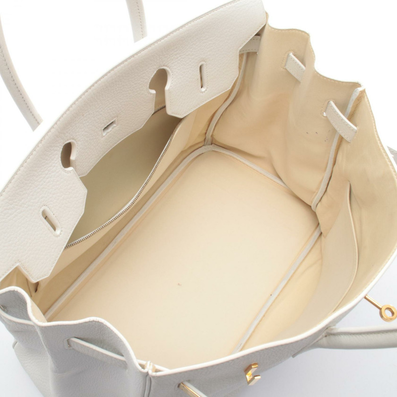 愛馬仕 Birkin 35 手提包，G Taurillon Clemence 皮革，白色，二手，女士，金色五金-2