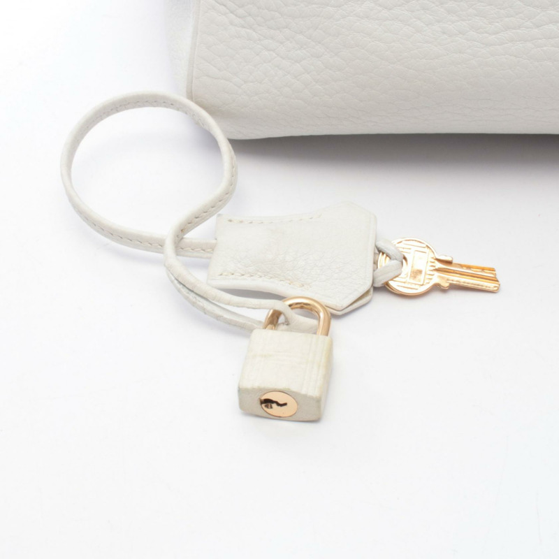 愛馬仕 Birkin 35 手提包，G Taurillon Clemence 皮革，白色，二手，女士，金色五金-5