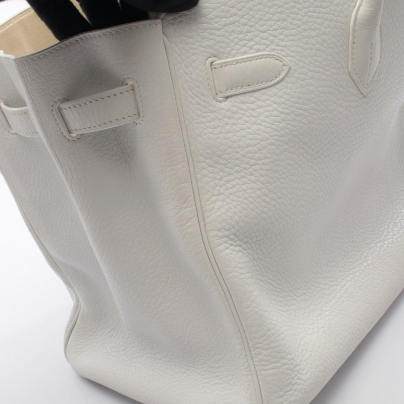 愛馬仕 Birkin 35 手提包，G Taurillon Clemence 皮革，白色，二手，女士，金色五金-12