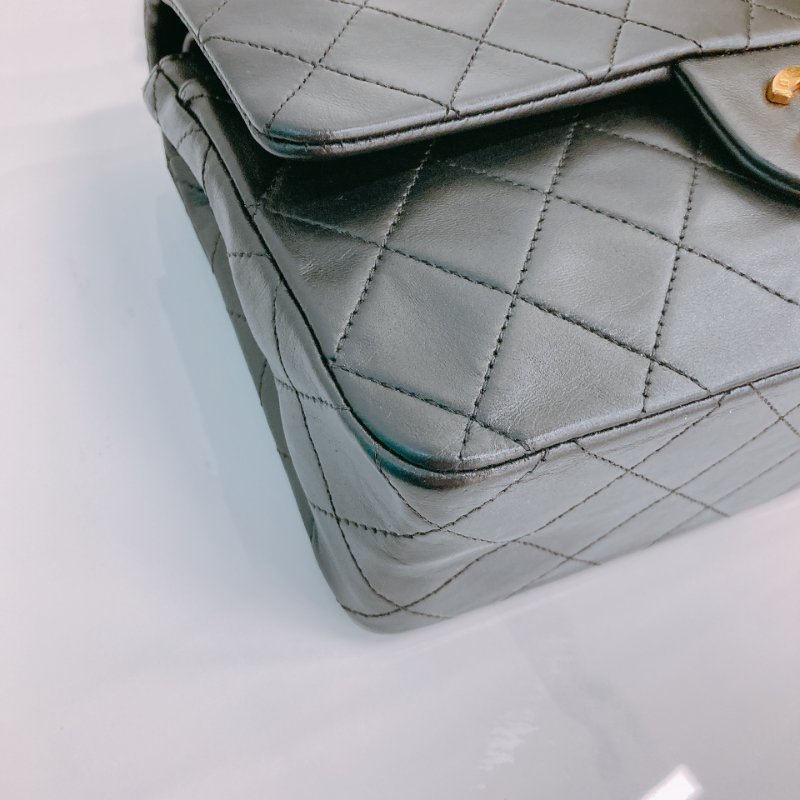 MS0575 Chanel 香奈兒 中古 經典 翻蓋 小號 羊皮 24K黃金 黑色 Vintage Classic Flap Small 23cm Lambskin Black x GHW-5