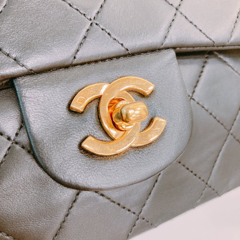 MS0575 Chanel 香奈兒 中古 經典 翻蓋 小號 羊皮 24K黃金 黑色 Vintage Classic Flap Small 23cm Lambskin Black x GHW-10