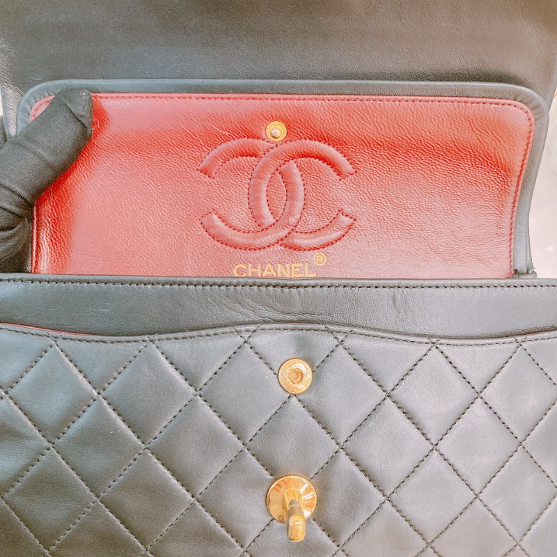 MS0575 Chanel 香奈兒 中古 經典 翻蓋 小號 羊皮 24K黃金 黑色 Vintage Classic Flap Small 23cm Lambskin Black x GHW-14