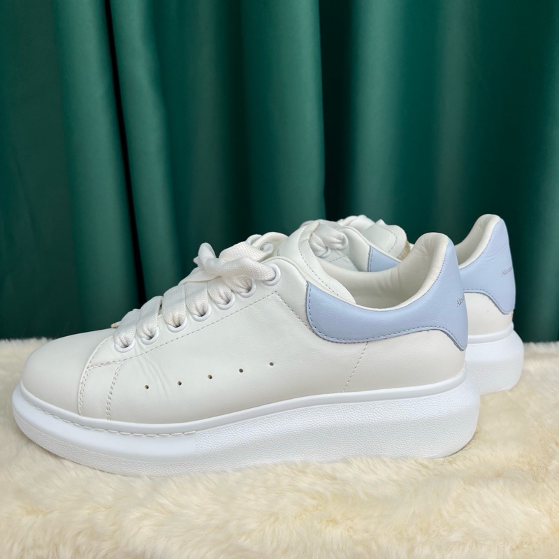 99新 亞歷山大 麥昆鞋子 小白鞋 38碼 藍尾 霧霾藍-0