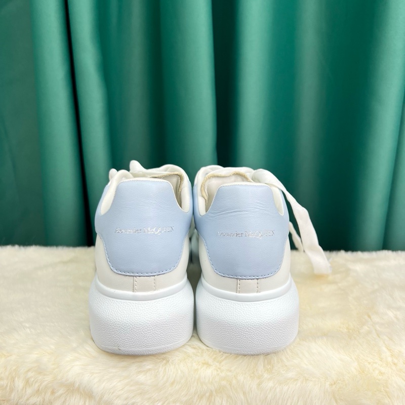 99新 亞歷山大 麥昆鞋子 小白鞋 38碼 藍尾 霧霾藍-2