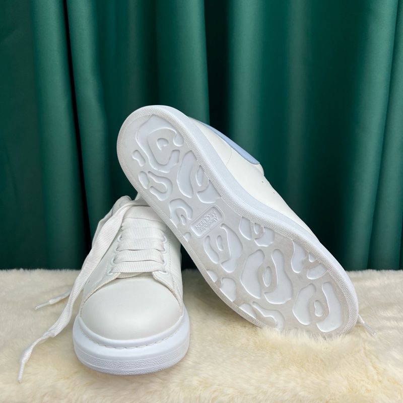 99新 亞歷山大 麥昆鞋子 小白鞋 38碼 藍尾 霧霾藍-8