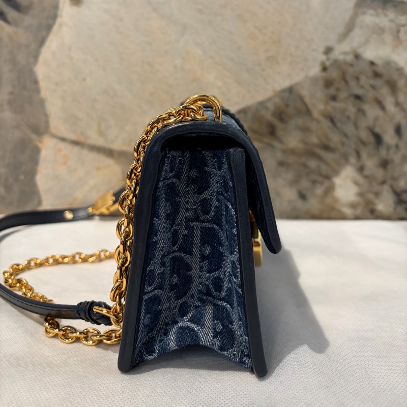 Dior 單寧布蒙田East West 金釦掀蓋斜背包-3