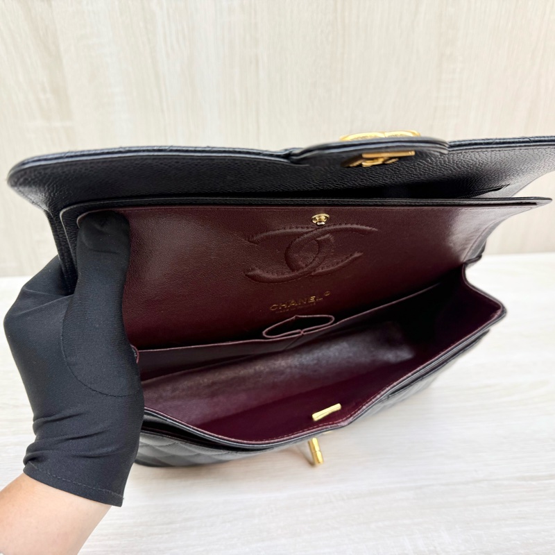 Chanel黑荔枝牛皮金釦coco25 A01112-7