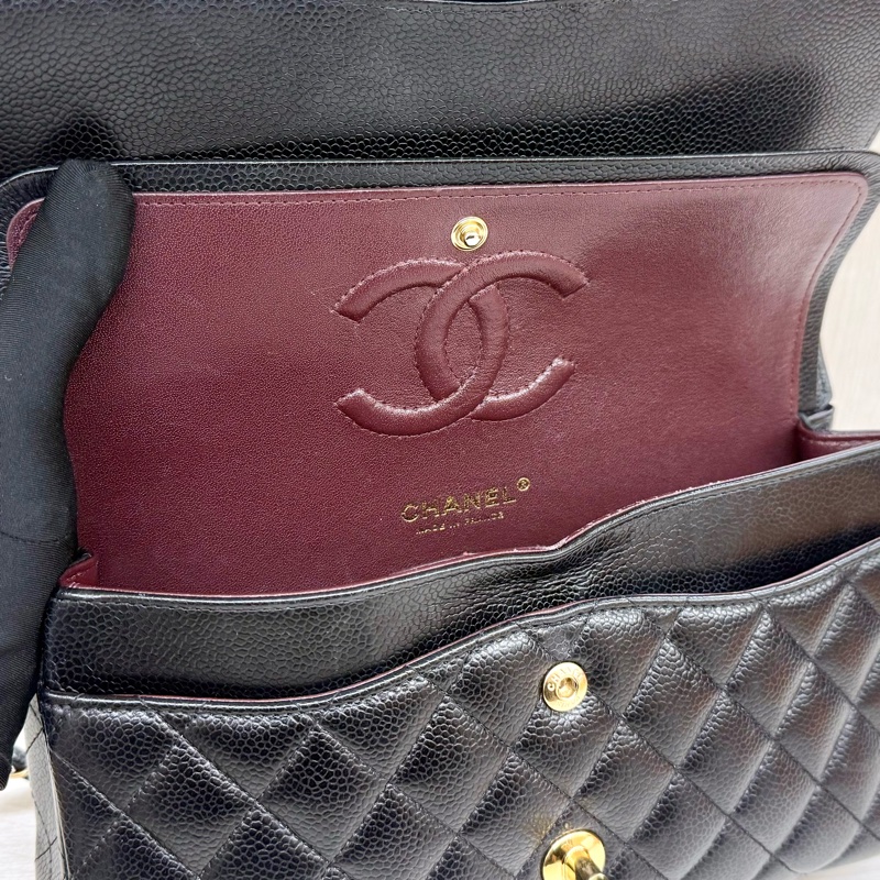 Chanel黑荔枝牛皮金釦coco25 A01112-9