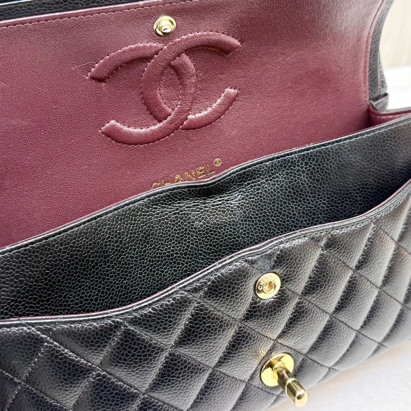 Chanel黑荔枝牛皮金釦coco25 A01112-10