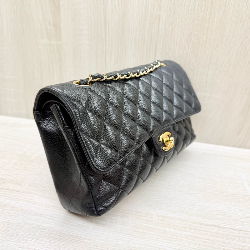 Chanel黑荔枝牛皮金釦coco25 A01112-13