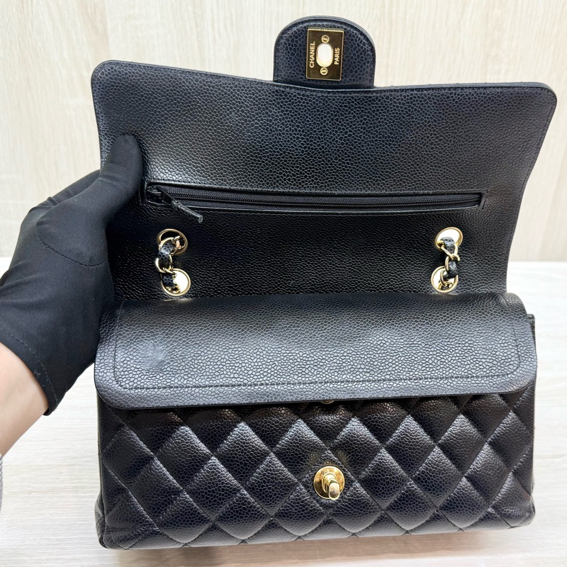 Chanel黑荔枝牛皮金釦coco25 A01112-14