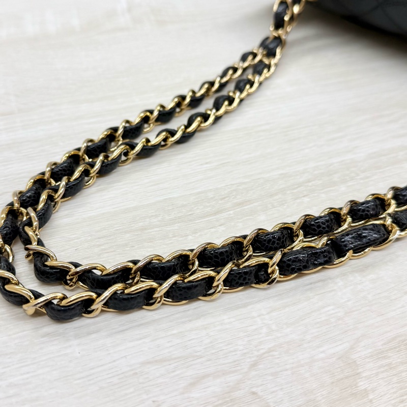 Chanel黑荔枝牛皮金釦coco25 A01112-17