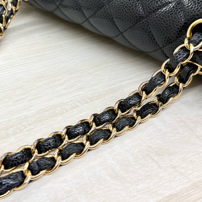 Chanel黑荔枝牛皮金釦coco25 A01112-18