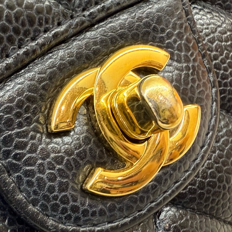 Chanel黑荔枝牛皮金釦coco25 A01112-23