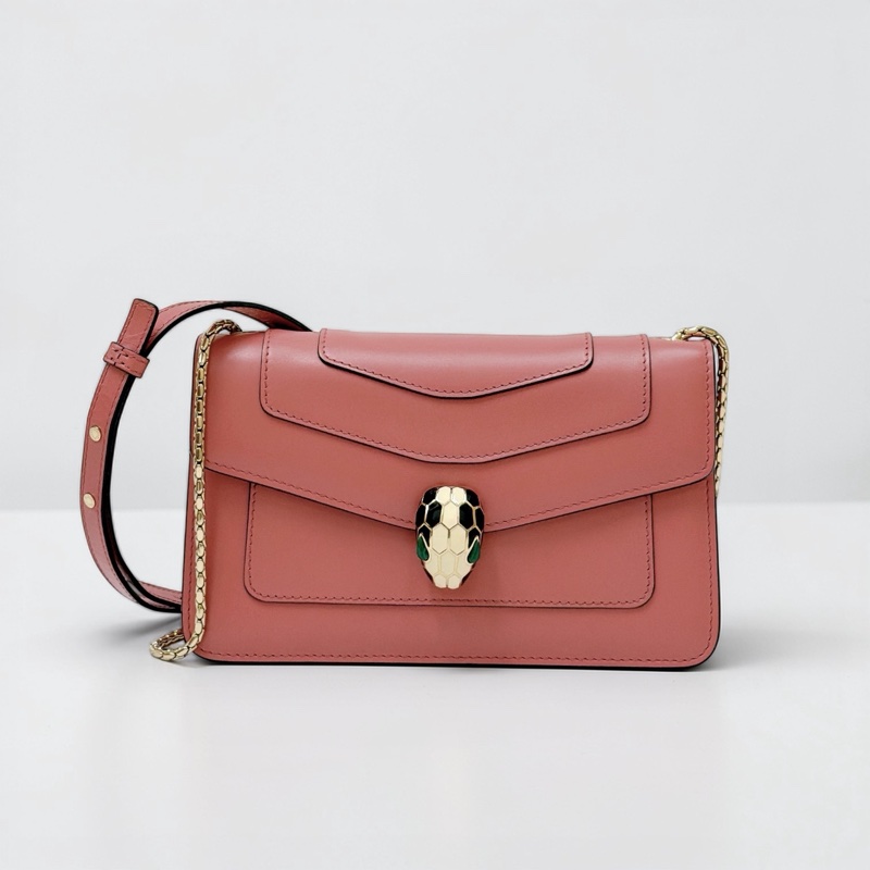 莉亞精品♡ BVLGARI 蛇頭鏈包 粉 二手美包-0