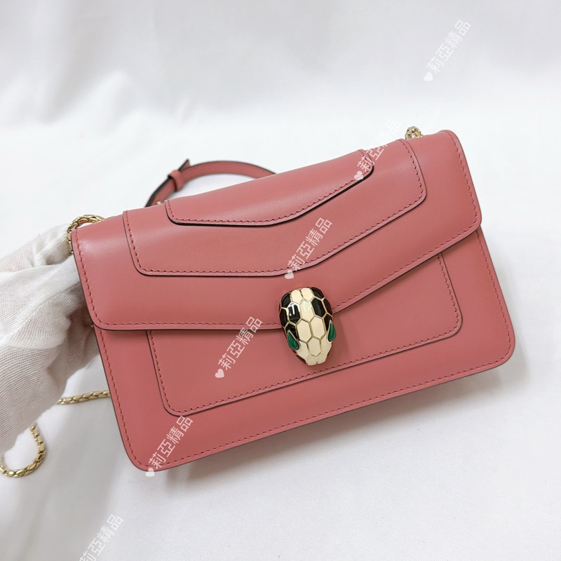 莉亞精品♡ BVLGARI 蛇頭鏈包 粉 二手美包-2