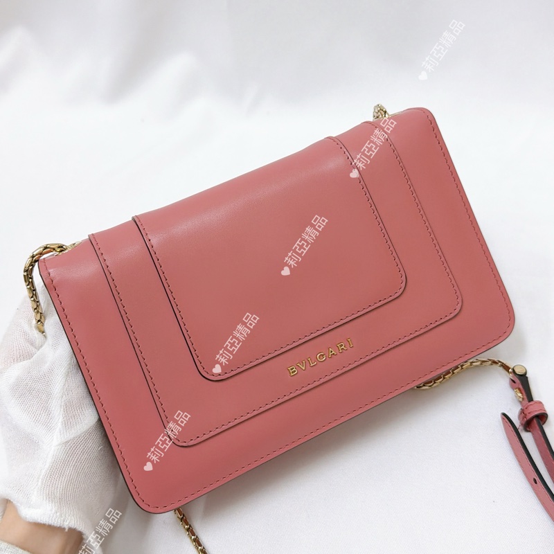 莉亞精品♡ BVLGARI 蛇頭鏈包 粉 二手美包-3