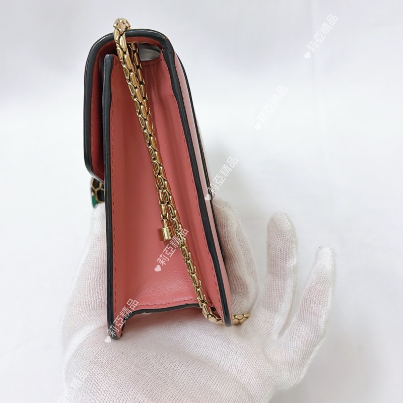 莉亞精品♡ BVLGARI 蛇頭鏈包 粉 二手美包-7