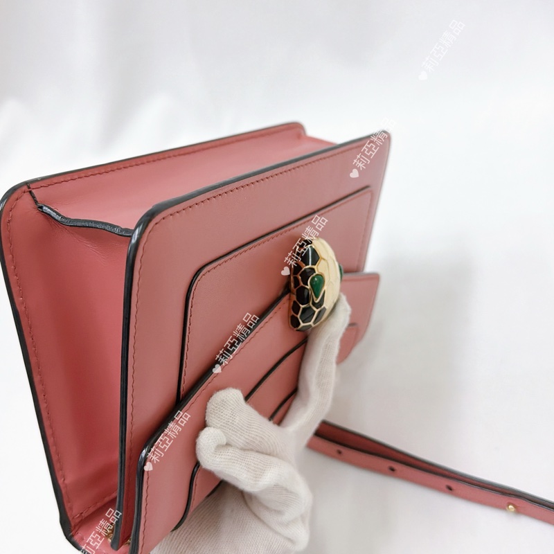 莉亞精品♡ BVLGARI 蛇頭鏈包 粉 二手美包-9