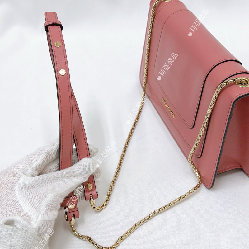 莉亞精品♡ BVLGARI 蛇頭鏈包 粉 二手美包-12