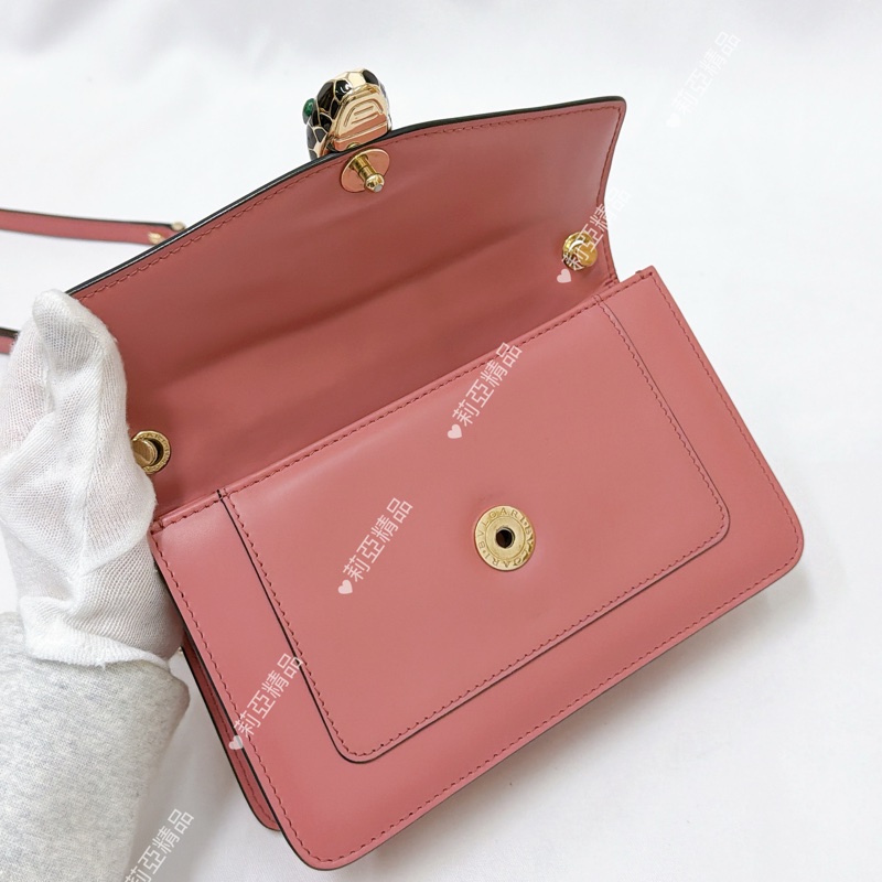 莉亞精品♡ BVLGARI 蛇頭鏈包 粉 二手美包-13
