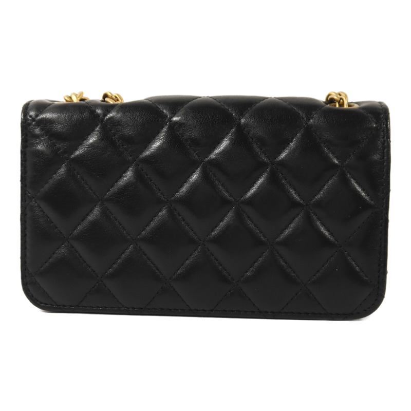 CHANEL 羊皮皮革Chain Shoulder金扣鏈帶肩背袋-1