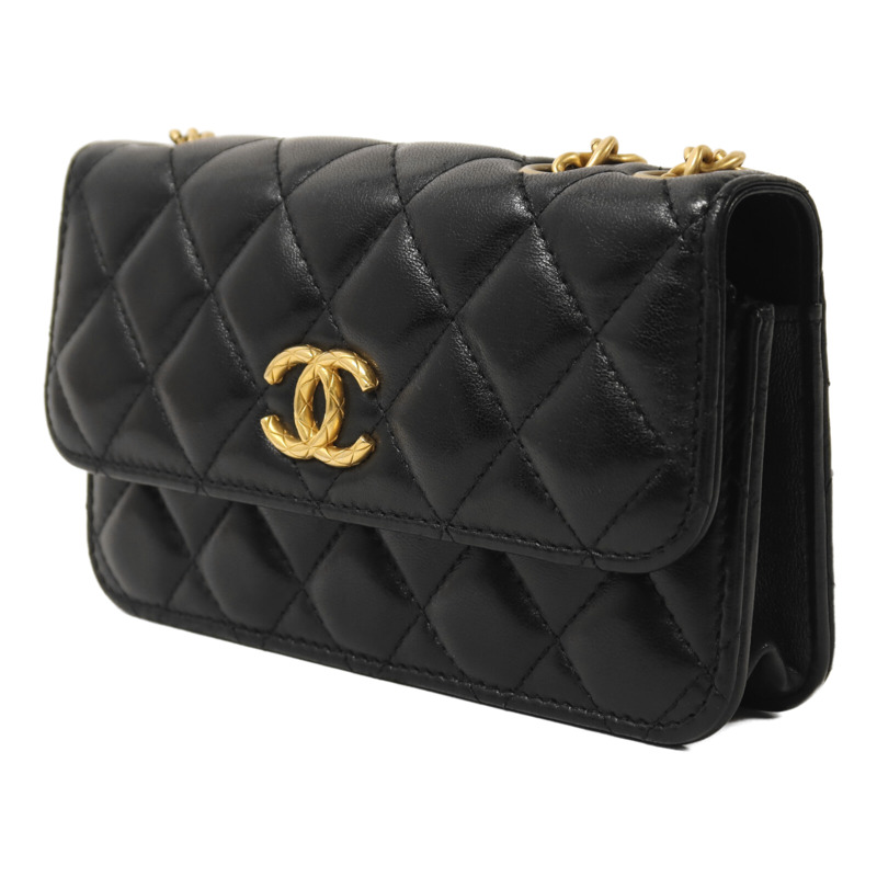 CHANEL 羊皮皮革Chain Shoulder金扣鏈帶肩背袋-2