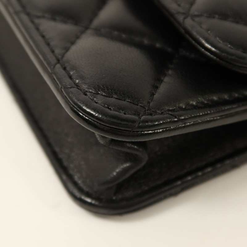 CHANEL 羊皮皮革Chain Shoulder金扣鏈帶肩背袋-11