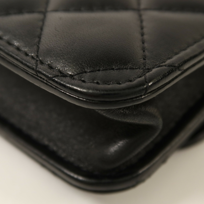 CHANEL 羊皮皮革Chain Shoulder金扣鏈帶肩背袋-13