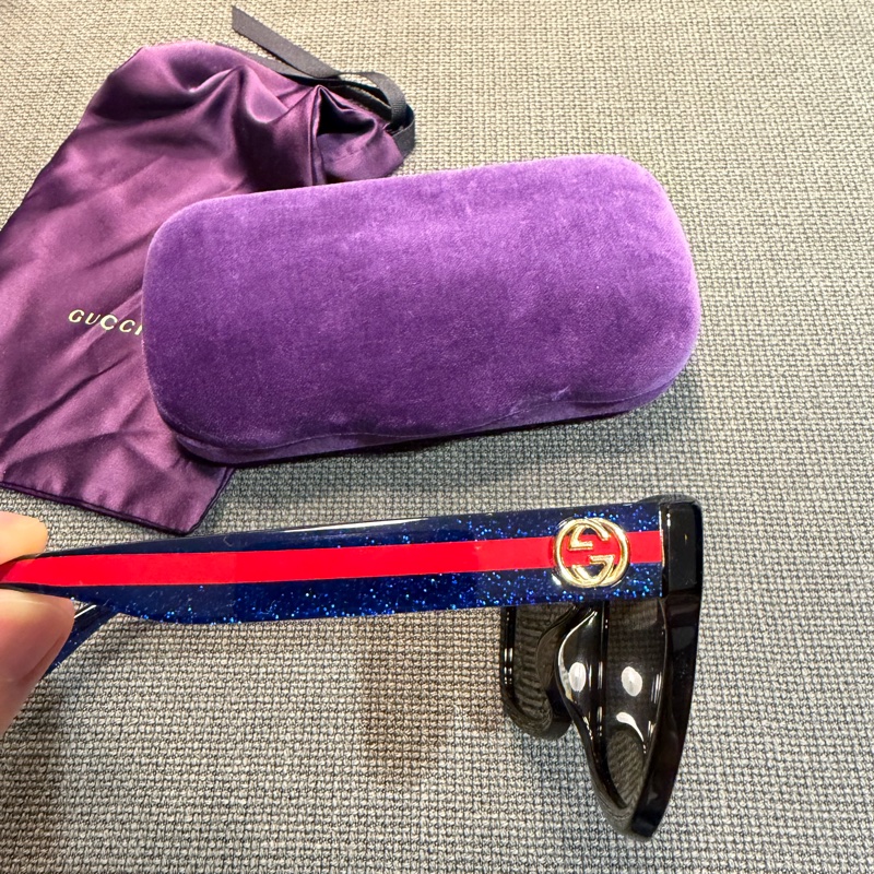 Gucci 藍紅條紋太陽眼鏡-6