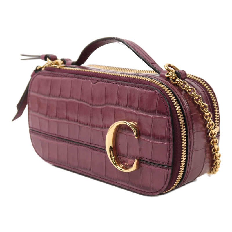 Chloe 牛皮皮革Mini C Bag金扣鏈帶手挽肩背兩用袋-1