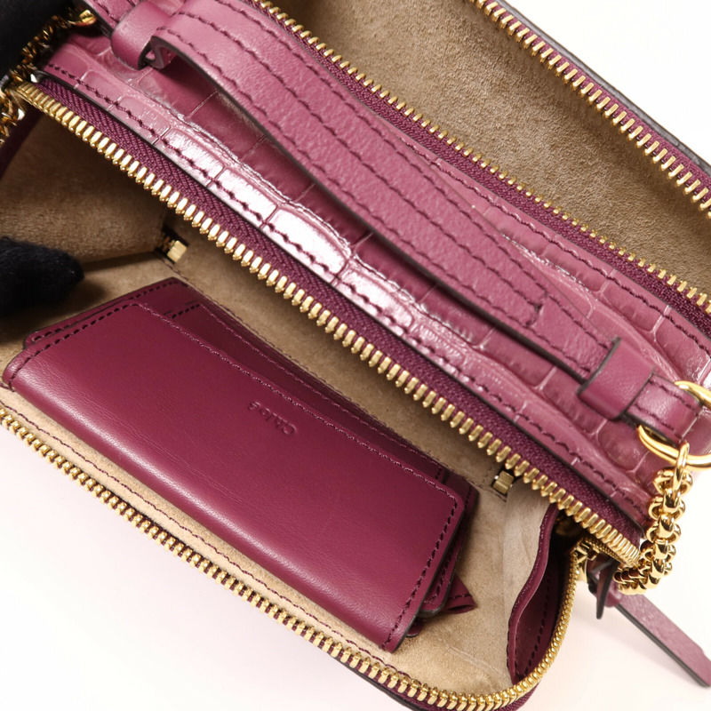 Chloe 牛皮皮革Mini C Bag金扣鏈帶手挽肩背兩用袋-4