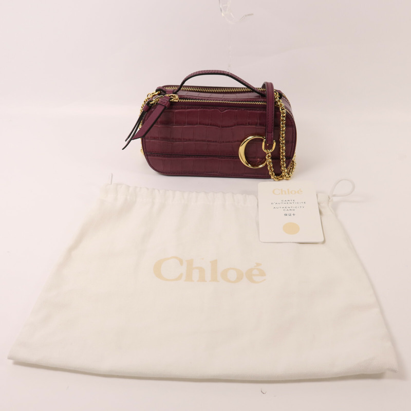Chloe 牛皮皮革Mini C Bag金扣鏈帶手挽肩背兩用袋-11