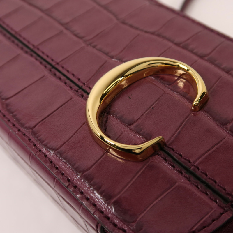 Chloe 牛皮皮革Mini C Bag金扣鏈帶手挽肩背兩用袋-12