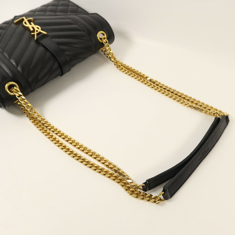 SAINT LAURENT 牛皮皮革Envelop Medium金扣鏈帶肩背袋-7