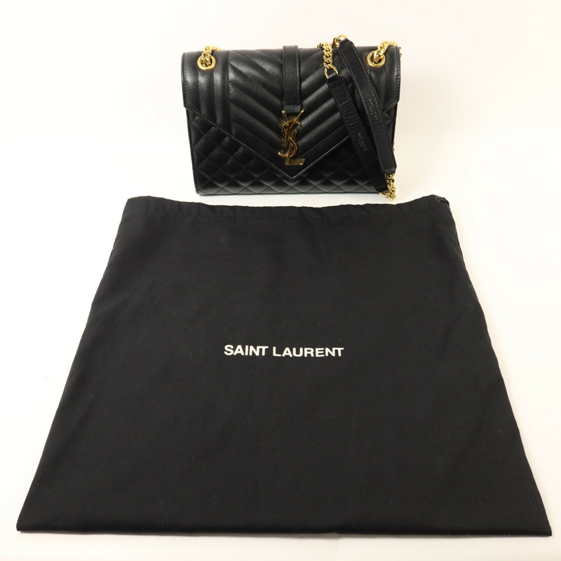 SAINT LAURENT 牛皮皮革Envelop Medium金扣鏈帶肩背袋-8