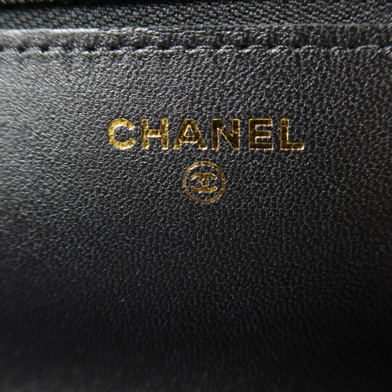 CHANEL 羊皮皮革WOC Wallet On Chain金扣鏈帶肩背袋-5