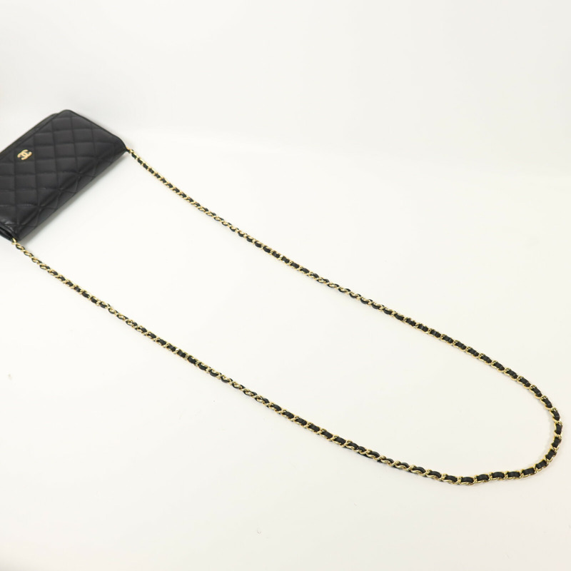 CHANEL 羊皮皮革WOC Wallet On Chain金扣鏈帶肩背袋-8