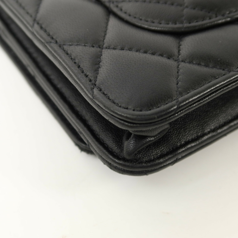 CHANEL 羊皮皮革WOC Wallet On Chain金扣鏈帶肩背袋-12